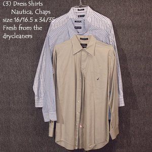 Three (3) Nautica Chaps Shirts 16 - 16.5 x 34/35